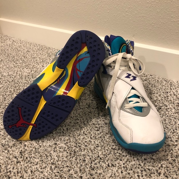 Nike Air Jordan 8 Retro White/Aqua Women Shoe - Picture 2 of 5